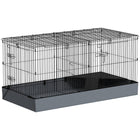PawHut - Cage enclos pour cochons d’Inde et lapins avec toit amovible-Conception 2 en 1 transformant la cage en parc de jeu 
