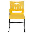 Flash Furniture - Chaise empilable jaune de la série HERCULES à base traîneau d'une capacité de 881 lb avec dossier ventilé-Cadre de base de traîneau enduit de poudre noire avec patins glisseurs en plastique