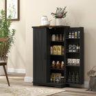 HOMCOM - Armoire de cuisine avec étagères réglables - noir-Armoire à quatre niveaux avec deux étagères réglables et 8 étagères de porte pour maximiser l’espace de rangement 