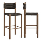 Modway - Parkland Terrasse extérieure Rotin et aluminium Tabourets de bar - Noyer - Ensemble de 2-Ensemble de 2 tabourets de bar à manger extérieurs