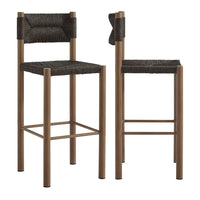 Modway - Parkland Terrasse extérieure Rotin et aluminium Tabourets de bar - Noyer - Ensemble de 2-Ensemble de 2 tabourets de bar à manger extérieurs