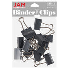 JAM Paper - Pinces à reliure colourées - taille moyenne - 32 mm (1 1/4 po) - grises - paquet de 15-Couleur : Gris | Fabriqué en acier trempé pour une tenue extra forte