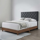 Modway - Rhiannon Touffe de diamant Tissu rembourré Lit Queen, Gris noyer-MDF et construction en bois