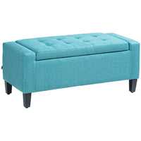 HOMCOM - Banc de rangement avec pouf à dessus rabattable - vert-Le pouf de rangement à l'apparence classique peut s'accorder avec la plupart des styles de maison 