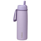 b.box - Bouteille isotherme à couvercle rabattable - 690 ml - Lilas Love-Couvercle rabattable pour boire librement avec paille en acier inoxydable