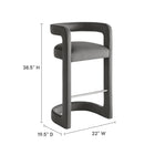Modway - Winslow Performance Velvet Tabouret de bar - Storm Gray-Tissu de velours Performance
