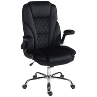 HOMCOM - Fauteuil de bureau avec accoudoirs relevables - noir-Le rembourrage en mousse haute densité à double couche assure un confort d'assise supérieur 