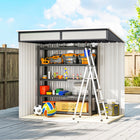Outsunny - Abri de rangement extérieur 6,5 pi x 4 pi avec kit de fondation-Entrée et sortie faciles grâce aux portes coulissantes peu encombrantes, verrouillables pour plus de sécurité, clés incluses
