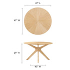 Modway - Crossroads Rond 47 po Bois Table à manger, Chêne-Hévéa et MDF