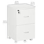 Vinsetto - Classeur mobile à 2 tiroirs pour documents Letter/A4 avec roulettes verrouillables - blanc-5 roulettes universelles pour un déplacement facile, dont 2 avec freins pour plus de sécurité 

