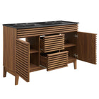 Modway - Render 48" Meuble de salle de bain à double lavabo - Noir noyer-Bassin à double évier en céramique