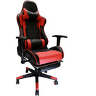 Nicer Furniture - chaise de jeu de style course avec repose-pieds - rouge-Revêtement en PVC durable et maille respirante pour un confort optimal.  