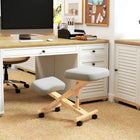 HOMCOM - Chaise ergonomique agenouilloir pour bureau à domicile - blanc crème-Coussins de 2,8 po (7 cm) et repose‑genoux intégré pour un confort supérieur