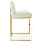 Modway - Privy Acier inoxydable doré Performance Velvet Tabouret de bar - Ivoire d’or-Touffe élégante de biscuits