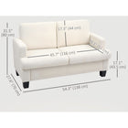 HOMCOM - Canapé 54,3 po deux places avec coussins - blanc crème-Design compact adapté aux salons et aux bureaux 
