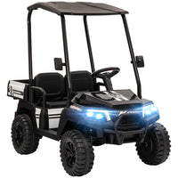 Qaba - Voiture électrique pour enfants 24V à batterie avec 2 places assises - noir-Conception à deux places permettant d’accueillir un ami ou un frère/une sœur pour partager le plaisir 
