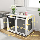 PawHut - meuble caisse pour chien 39 po avec porte de grange coulissante - blanc-Aération sur trois côtés pour éviter la sensation d’enfermement 