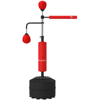 Soozier - Sac De Frappe Sur Pied Avec 2 Poires De Vitesse - Barre Réflexe 360° - Rouge-Fonction 4 en 1, une combinaison de deux speedballs, une barre réflexe à 360° et un sac de boxe enveloppé de PU  
