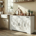 HOMCOM - Buffet de style ferme 55 po pour téléviseurs jusqu’à 60 po avec portes de grange - blanc-Un plateau robuste supporte jusqu’à 110 lb, adapté aux appareils ou à la décoration 