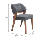 Zuo - Sunobu Chaise de salle à manger - Gris azur/Noyer - Ensemble de 2-Garantie limitée de 3 ans