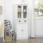 HOMCOM - Armoire de cuisine 61 po avec étagères et portes à fermeture douce - blanc-Charnières à fermeture douce, permettant à la porte de l’armoire de se fermer en douceur avant de se fermer complètement 