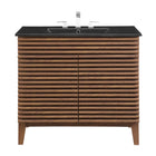 Modway - Render 36" Vanette de salle de bain - Noir noyer-Bassin d’évier en céramique