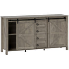 HOMCOM - Buffet de style ferme 59,8 po L avec rangement - gris clair vieilli-Apportez une touche de charme fermier à votre cuisine avec des portes de grange et des accents rétro 