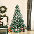 HOMCOM - Sapin de Noël artificiel non illuminé - floqué et articulé 1 - 8m-61 pommes de pin pour la décoration 