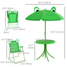 Outsunny - Ensemble de table de pique-nique pliante pour enfants avec chaises, motif extérieur jardin terrasse arrière-cour avec parasol - vert-Parasol assorti à 6 baleines inclus, offrant une ombre maximale à votre enfant  
