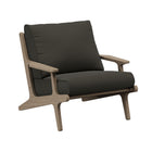 Modway - Saratoga Terrasse extérieure Bois de teck Chaise et ensemble ottoman, Gris silex-Coussins résistants aux intempéries