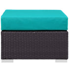 Modway - Convene Terrasse extérieure Tissu Carré ottoman in Espresso Turquoise-Résistance à l’eau et aux UV