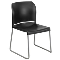 Flash Furniture – Chaise empilable Hercules à dossier enveloppant avec base traîneau, capacité de 880 lb, noir-Chaise empilable multi-usages