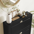 HOMCOM - Armoire à chaussures étroite avec 3 tiroirs basculants pour entrée - noir-Couleur : Noir 