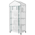 Outsunny - Serre portable 27 po L x 20 po l x 65 po H avec 4 étagères et roulettes, blanc-Tubes en acier de haute qualité et grille en plastique robuste pour une construction solide et fiable
