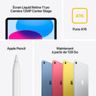 Apple - iPad 11 po, Écran Liquid Retina, Wi-Fi + Cellular, Puce A16, 256 Go, Argent-Déverrouillage et paiement avec Touch ID: Comme Touch ID est intégré au bouton supérieur, vous pouvez utiliser votre empreinte pour déverrouiller votre iPad, vous connecter dans les apps et payer en toute sécurité avec Apple Pay