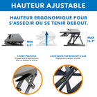 Mount-It! - Convertisseur de bureau debout de 36 po de largeur avec vérin à gaz, noir-Plage de hauteur : 6,5 po à 16,3 po