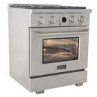 Kucht - 30 po Série KXP Cuisinière double énergie Gaz naturel - Acier inoxydable-Les grilles robustes en fonte diffusent une chaleur intense et permettent de déplacer les ustensiles d’un foyer à l’autre sans les soulever