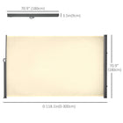 Outsunny - Store latéral rétractable 118 po x 71 po avec résistance aux rayons UV et au vent - blanc crème-Tissu en polyester durable avec revêtement PA, respirant, imperméable, résistant aux UV et facile à nettoyer
