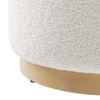 Modway - Tilden Sherpa rond 16" Rembourré Ottoman - Ivory Natural-7