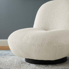 Modway - Kindred Boucle Tapis Tissu rembourré Chaise pivotante - Ivoire noir-Base pivotante en fer noir