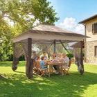Outsunny - Tente gazébo auvent instantané 12 pi l x 12 pi L - Kaki-Le verrou central facilite l'ouverture et la fermeture du toit pliant