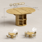 HOMCOM - Table ronde extensible 43,3 po-59 po avec doubles étagères et portes cannelées pour 4-6 personnes - bois naturel-La base à porte coulissante ajoute un charme de ferme et un espace de rangement caché 