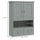 kleankin - Armoire murale de salle de bain avec étagère et tiroirs - gris-Fabriqué en MDF pour une construction robuste
