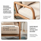 Ebello - Hertford Fauteuil d’appoint 26 po bois massif milieu de siècle avec coussin extra, beige-7
