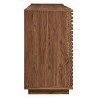 Modway - Render 4 portes Cannelé Meuble de télévision pour meuble de buffet - Noyer-Base du socle