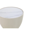 Manhattan Comfort - Lot de 2 tables d’appoint Anderson 46,8 cm modernes, revêtement similicuir, crème-Caractéristiques Base Ronde Moderne Dorée