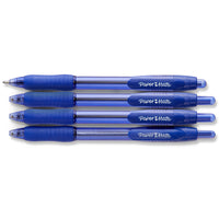 Paper Mate - Stylo à bille Flexgrip Elite rétractable – 1,4 mm – bleu – paquet de 4-La poussée par clic empêche les stylos de tacher les sacs à main ou les poches