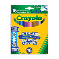 Marqueurs lavables à trait large ultra-propres Crayola, ensemble de 16-Comprend 16 marqueurs lavables ultra-propres à trait large aux couleurs classiques, parfaits pour une salle de classe