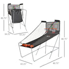 Homcom - Double Shots Système De Basketball Arcade Pliable Pour Deux Joueurs-Fabriqué avec un cadre en acier revêtu de poudre, tissu Oxford haute densité et panneau MDF solide  