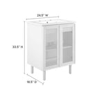 Modway - Calla 24" perforé Métal Vanette de salle de bain - Blanc blanc-Stratifié à grain de bois
